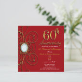 Rood & Goud Diamant 60 60e Jubileum Kaart (Staand voorkant)