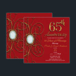 Rood & Goud Diamant 65 65e Verjaardag Kaart<br><div class="desc">Rood & Goud Diamant 65 65e Verjaardag Uitnodiging</div>