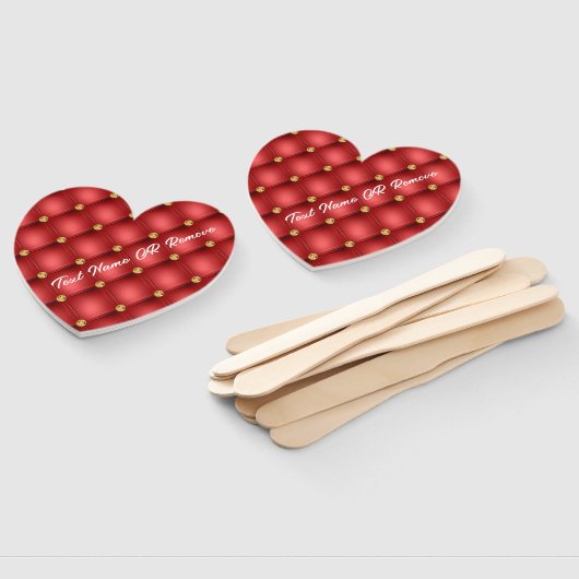 Rood Goud Diamant Getuft Custom Tekst Hand Fan Handwaaier (Niet-gemonteerd)