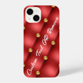 Rood Goud Diamant Getuft Custom Tekst iPhone Case 14 Hoesje