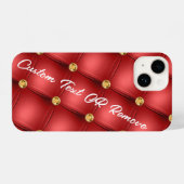 Rood Goud Diamant Getuft Custom Tekst iPhone Case Hoesje (Achterkant horizontaal)