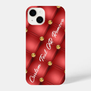 Rood Goud Diamant Getuft Custom Tekst iPhone Case iPhone 14 Hoesje
