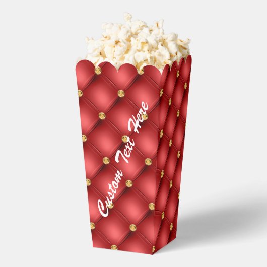 Rood Goud Diamant Getuft Custom Tekst Popcorn Box Bedankdoosjes (Popped)