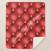 Rood Goud Diamant Getuft Custom Tekst Sherpa Deken (Voorkant)