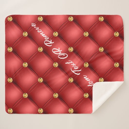 Rood Goud Diamant Getuft Custom Tekst Sherpa Deken (Voorkant (horizontaal))