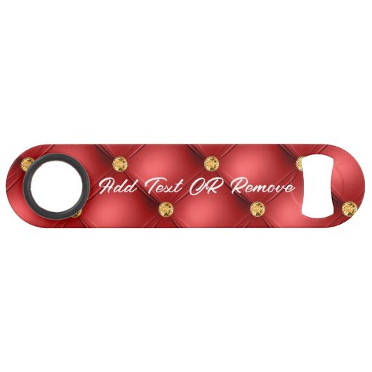 Rood Goud Diamant Getuft Custom Text Bar Key Speed Flessenopener (Voorkant (Horizontaal))