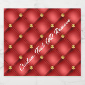 Rood Goud Diamant Getufte Custom Tekst Flesetikett Sparkling Wijnetiket (Enkel label)