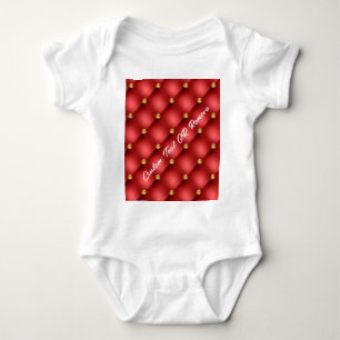 Rood Goud Diamant Tufted Aangepaste Tekst Baby Bod Romper