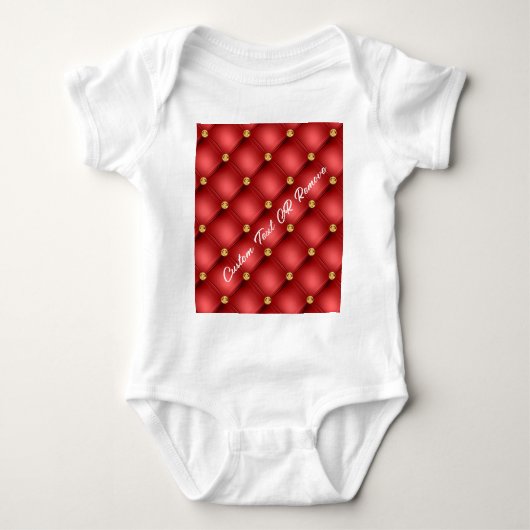 Rood Goud Diamant Tufted Aangepaste Tekst Baby Bod Romper (Voorkant)