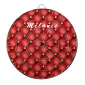 Rood Goud Diamant Tufted Custom Naam Dart Board Dartbord (Voorkant)