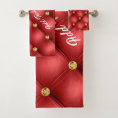 Rood Goud Diamant Tufted Custom Tekst Badhanddoeke Bad Handdoek (Insitu)