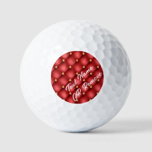Rood Goud Diamant Tufted Custom Tekst Golf Ballen (Voorkant)