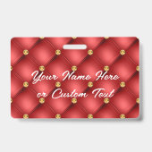 Rood Goud Diamant Tufted Custom Tekst Naam Badge (Achterkant)