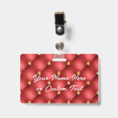 Rood Goud Diamant Tufted Custom Tekst Naam Badge (Voorzijde met clip)