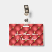 Rood Goud Diamant Tufted Custom Tekst Naam Badge (Achterkant met clip)