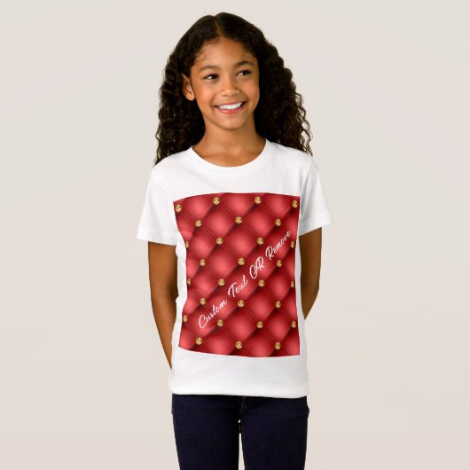 Rood Goud Diamant Tufted Custom Tekst T-Shirt (Voorkant volledig)