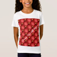 Rood Goud Diamant Tufted Custom Tekst T-Shirt