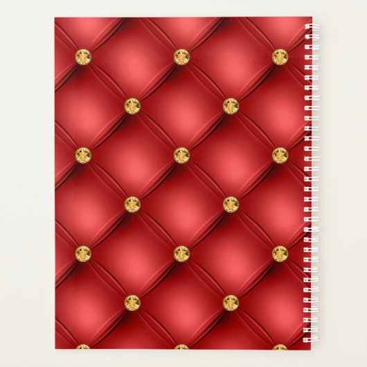 Rood Goud Diamant Tufted Custom Text Planner (Achterkant)