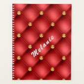 Rood Goud Diamant Tufted Custom Text Planner (Voorkant)