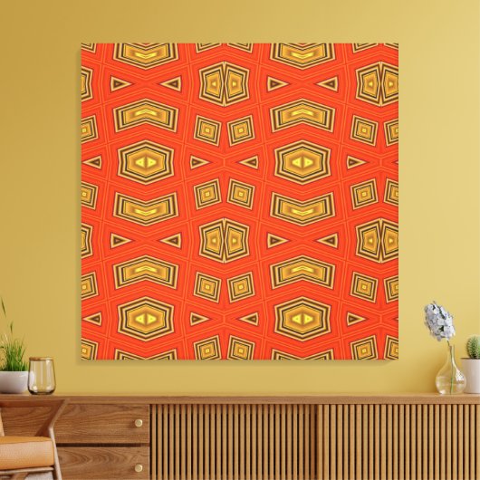 Rood goud diamanten patroon canvas afdruk (Insitu (Woonkamer))