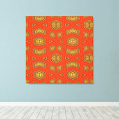 Rood goud diamanten patroon canvas afdruk (Insitu (Houten vloer))