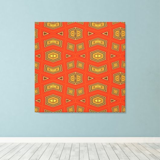 Rood goud diamanten patroon canvas afdruk (Insitu (Houten vloer))