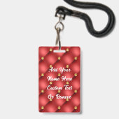 Rood Goud Diamanten Tufted Custom Naam Badge (Voorzijde met lanyard)