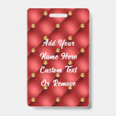 Rood Goud Diamanten Tufted Custom Naam Badge (Achterkant)