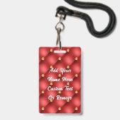 Rood Goud Diamanten Tufted Custom Naam Badge (Achterkant met lanyard)