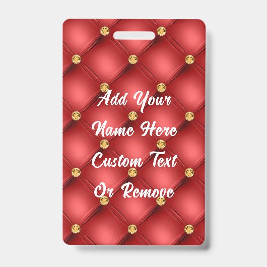 Rood Goud Diamanten Tufted Custom Naam Badge (Voorzijde)