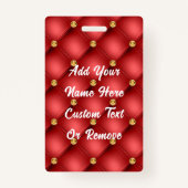 Rood Goud Diamanten Tufted Custom Naam Badge (Achterkant)