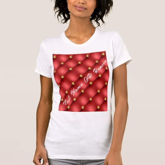 Rood Goud Diamanten Tufted Custom Tekst T-shirt (Voorkant)