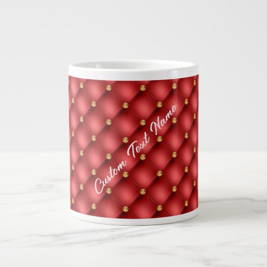 Rood Goud Diamond Tufted Custom Tekst Koffie Mok (Voorkant)