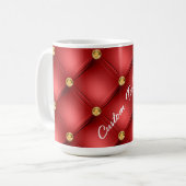 Rood Goud Diamond Tufted Custom Tekst Naam Mok (Voorkant links)