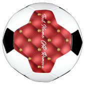 Rood Goud Diamond Tufted Custom Text Voetbal (Gedraaid)