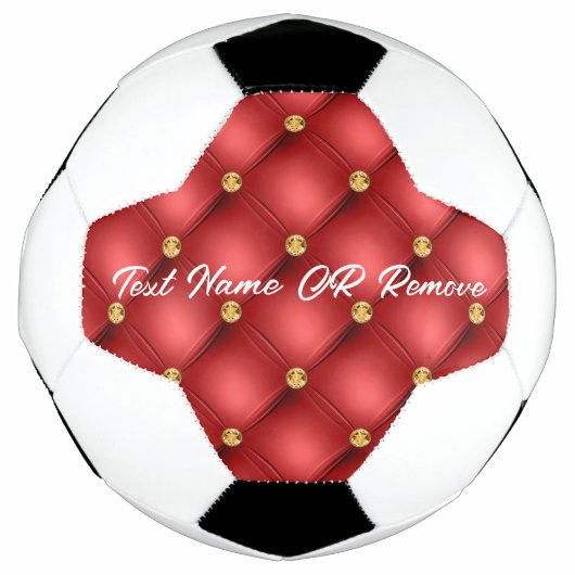 Rood Goud Diamond Tufted Custom Text Voetbal (Voorkant)