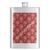 Rood Goud Diamond Tufted Jouw tekst Naam Flask Gif Flacon (Voorkant)