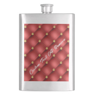 Rood Goud Diamond Tufted Jouw tekst Naam Flask Gif Flacon