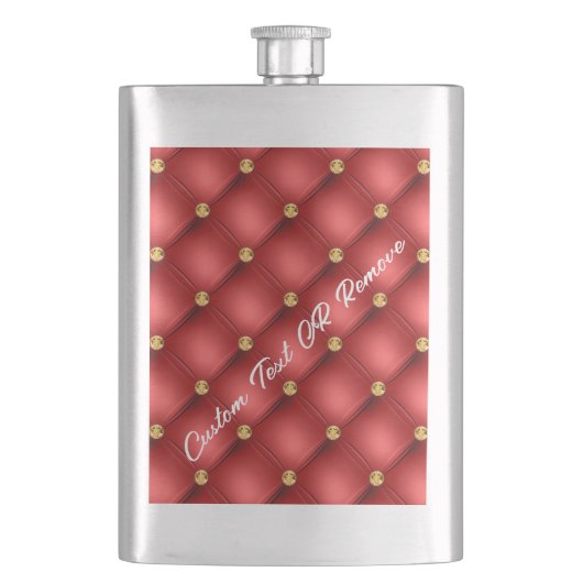 Rood Goud Diamond Tufted Jouw tekst Naam Flask Gif Flacon (Voorkant)