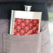 Rood Goud Diamond Tufted Jouw tekst Naam Flask Gif Flacon (Voorbeeld)