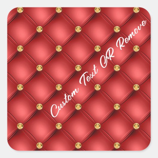 Rood Goud Diamond Tufted Sticker met Aangepaste Te (Voorkant)