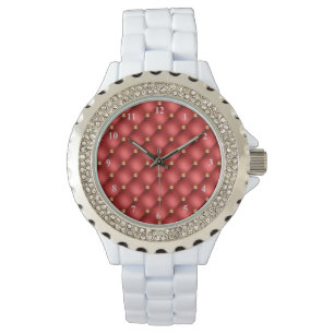 Rood Goud Diamonds Tufted Watch Horloge
