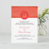 Rood & Goud Dubbel Geluk Chinees Huwelijk Kaart (Staand voorkant)