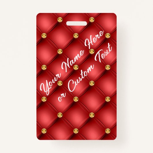 Rood Goud Edelsteen Aangepaste Tekst Naam Badge Sj (Voorkant)