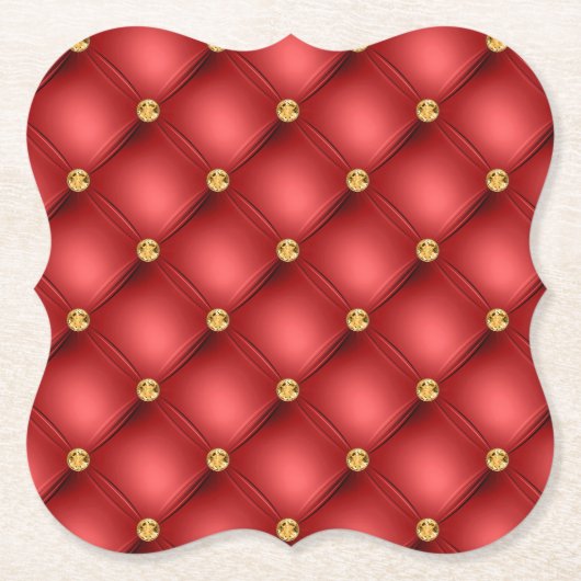 Rood Goud Edelsteen Papier Onderzetter (Voorkant)