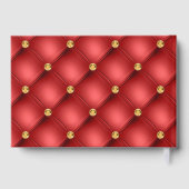 Rood Goud Edelsteen Tufted Custom Text Gastboek Gastenboek (Achterkant)