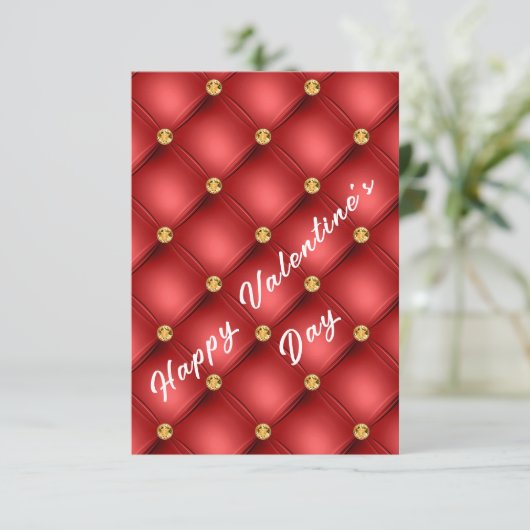 Rood Goud Edelsteen Valentijnsdag Kaart (Staand voorkant)