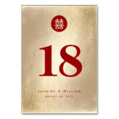 Rood Goud Eenvoudige Cirkel Dubbele Xi Chinese Bru Kaart (Voorkant)