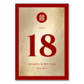 Rood Goud Eenvoudige Cirkel Dubbele Xi Chinese Bru Kaart (Achterkant)