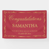 Rood Goud Elegant Afstuderen Spandoek (Horizontaal)
